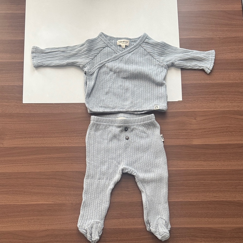 Gray Ribbed Baby One Piece Set